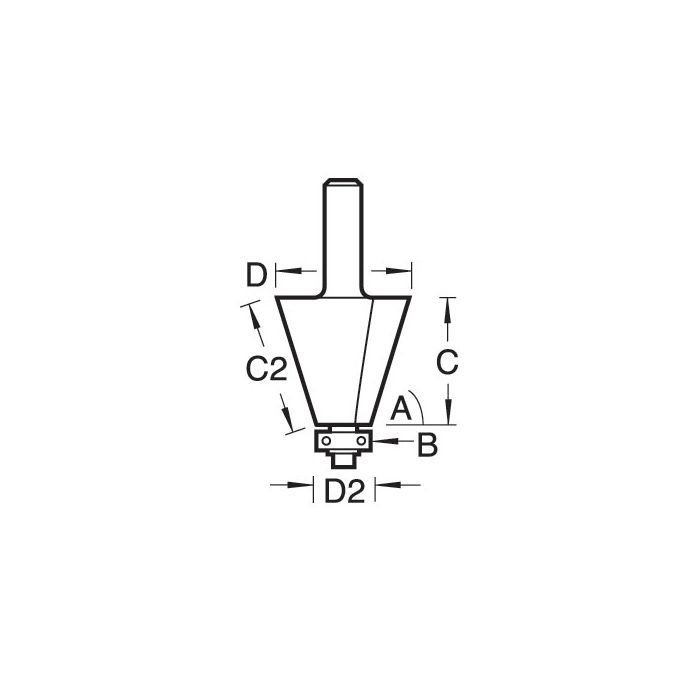 Self guided chamfer 67.5 degrees x 22.2mm cut